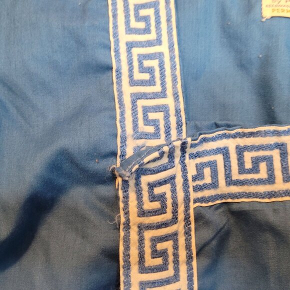 Vintage Pajama Top Pleetway Mens Blue White Trim Long Sleeve Zeus Loungearounds - Picture 3 of 9